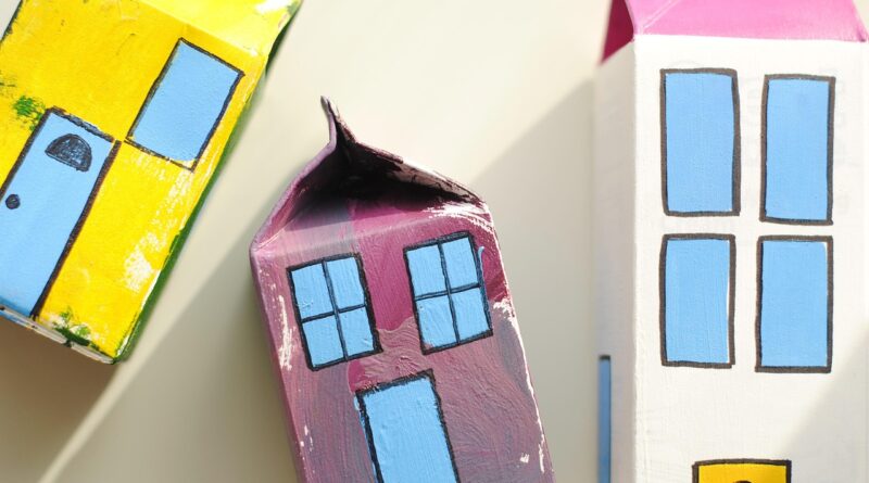 toy village, milk carton craft, craft, kids, fun, children, painting, craft, craft, craft, craft, craft