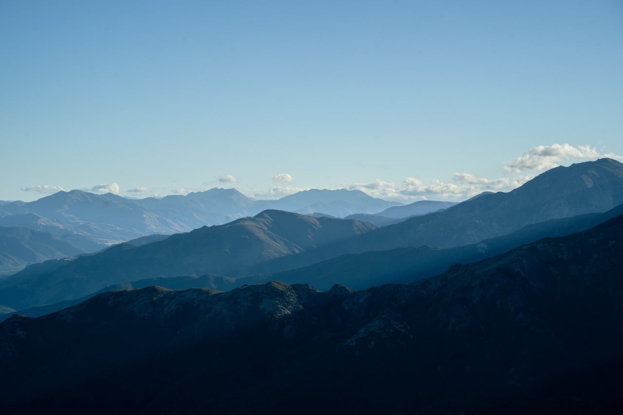 mountain, south island, new zealand, landscape, nature, evening, clouds, sky, outdoors, hiking, trekking, mountainous, scenic, mountain range, natural beauty, tranquil, clean air, backpacking, silhouette